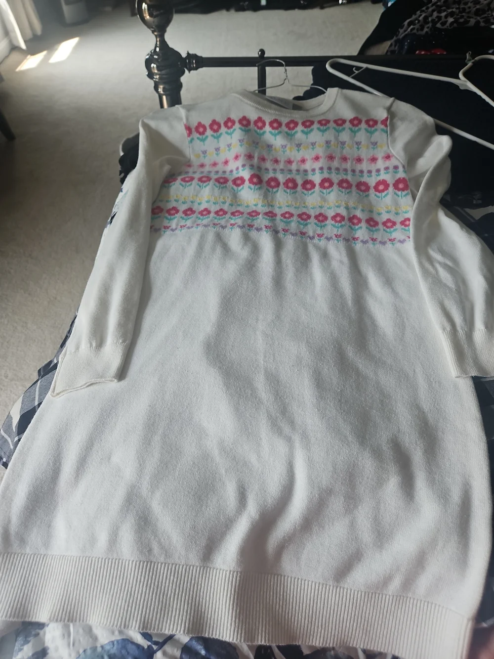 The Children's Place Cream Sweater Dress with Pink & Light Blue Fair Isle